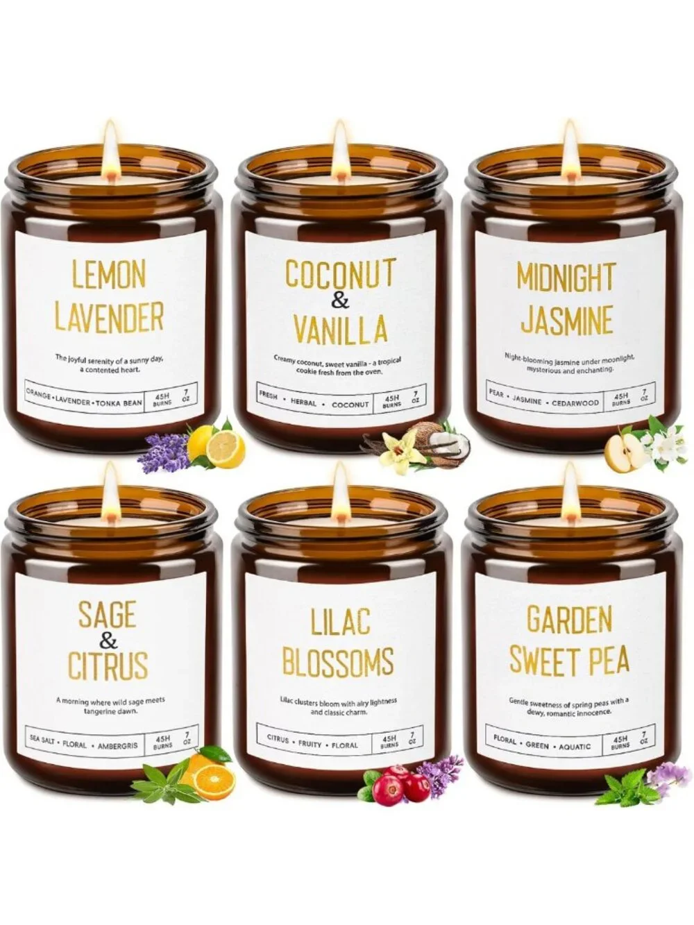 Scented Soy Candles Gift Set - Non-Toxic, 6 Pack for Home Decor & Relaxation